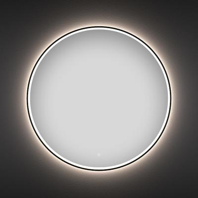 Круглое зеркало с фронтальной LED-подсветкой Wellsee 7 Rays' Spectrum 172200190 (D = 50 см, черный контур, сенсорная кнопка)