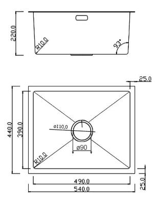 Кухонная мойка Roxen Uno 560210-54B-GR. Изображение №2