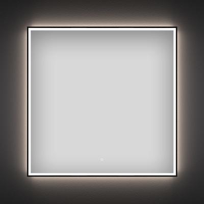 Квадратное зеркало с фронтальной LED-подсветкой Wellsee 7 Rays' Spectrum 172200400 (50*50 см, черный контур, сенсорная кнопка)