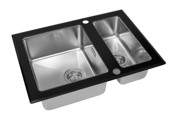 Кухонная мойка ZorG GS 6750-2 black со стеклом