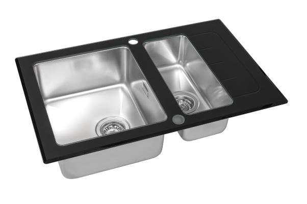 Кухонная мойка ZorG GS 7850-2 black со стеклом