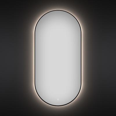 Овальное зеркало с фоновой LED-подсветкой Wellsee 7 Rays' Spectrum 172201500 (40*80 см, черный контур, сенсорная кнопка)