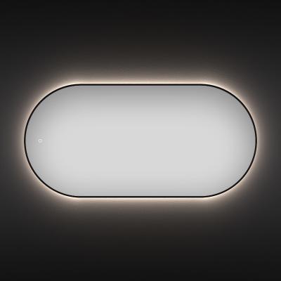 Овальное зеркало с фоновой LED-подсветкой Wellsee 7 Rays' Spectrum 172201530 (90*50 см, черный контур, сенсорная кнопка)