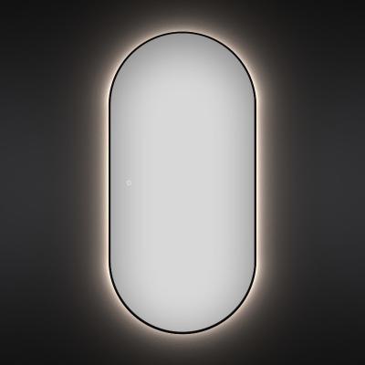 Овальное зеркало с фоновой LED-подсветкой Wellsee 7 Rays' Spectrum 172201540 (55*100 см, черный контур, сенсорная кнопка)