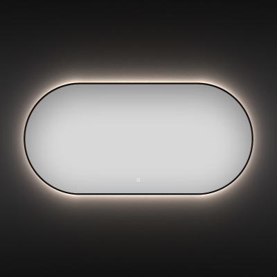 Овальное зеркало с фоновой LED-подсветкой Wellsee 7 Rays' Spectrum 172201550 (100*55 см, черный контур, сенсорная кнопка)