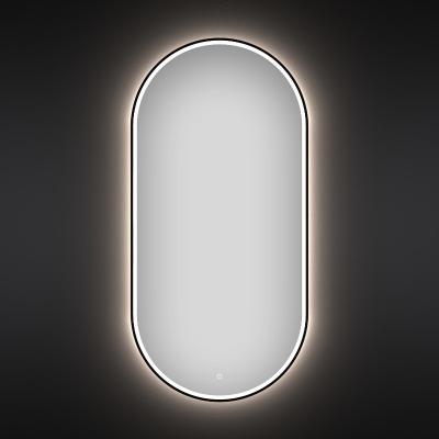 Овальное зеркало с фронтальной LED-подсветкой Wellsee 7 Rays' Spectrum 172201580 (40*80 см, черный контур, сенсорная кнопка)