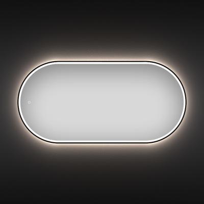 Овальное зеркало с фронтальной LED-подсветкой Wellsee 7 Rays' Spectrum 172201590 (80*40 см, черный контур, сенсорная кнопка)