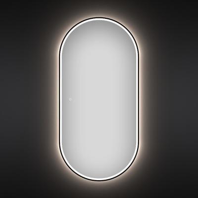 Овальное зеркало с фронтальной LED-подсветкой Wellsee 7 Rays' Spectrum 172201620 (55*100 см, черный контур, сенсорная кнопка)