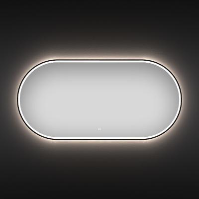 Овальное зеркало с фронтальной LED-подсветкой Wellsee 7 Rays' Spectrum 172201630 (100*55 см, черный контур, сенсорная кнопка)