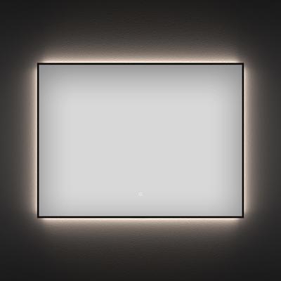 Прямоугольное зеркало с фоновой LED-подсветкой Wellsee 7 Rays' Spectrum 172201010 (90*70 см, черный контур, сенсорная кнопка)