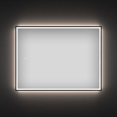 Прямоугольное зеркало с фронтальной LED-подсветкой Wellsee 7 Rays' Spectrum 172201170 (65*50 см, черный контур, сенсорная кнопка)