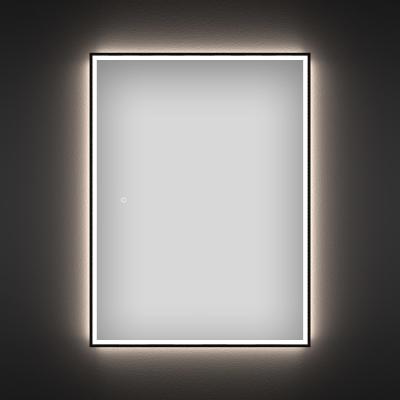 Прямоугольное зеркало с фронтальной LED-подсветкой Wellsee 7 Rays' Spectrum 172201300 (70*85 см, черный контур, сенсорная кнопка)
