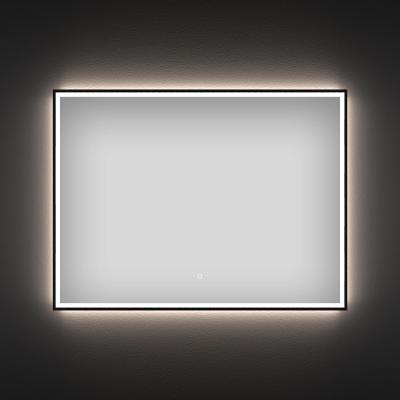 Прямоугольное зеркало с фронтальной LED-подсветкой Wellsee 7 Rays' Spectrum 172201310 (85*70 см, черный контур, сенсорная кнопка)