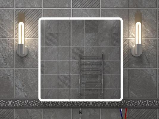 Зеркало-шкаф в ванную с подсветкой и датчиком движения Континент Emotion LED МВК030 (80х80 см)