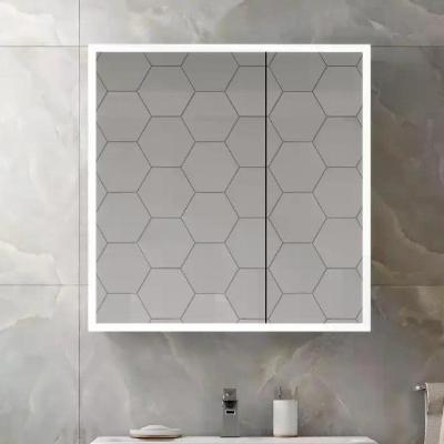 Зеркало-шкаф в ванную с подсветкой и датчиком движения Континент Reflex LED МВК027 (80х80 см)
