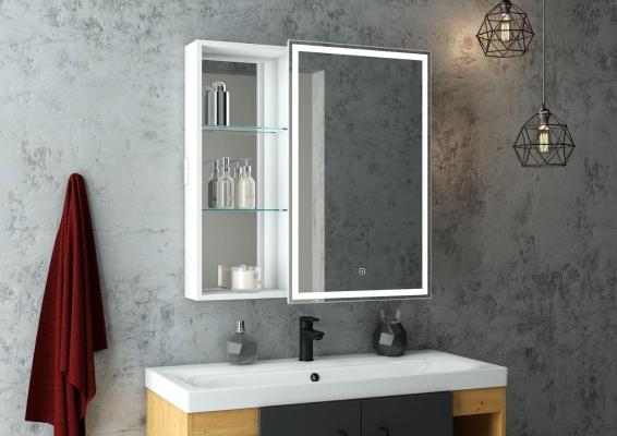 Зеркало-шкаф в ванную с подсветкой правый Континент Aperio LED МВК007 (80х80 см)