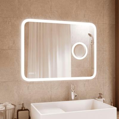 Зеркало в ванную Континент Bliss LED ЗЛП256 с увеличительным зеркалом и часами (100х70 см)