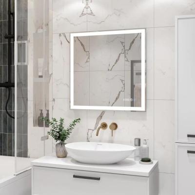 Зеркало в ванную Континент Clamm LED ЗЛП3026 с подогревом и часами (70*70 см)