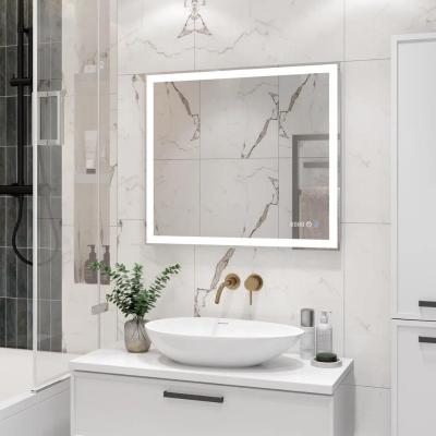 Зеркало в ванную Континент Clamm LED ЗЛП3027 с подогревом и часами (80*70 см)