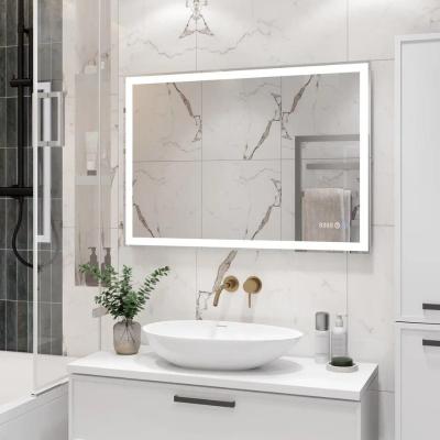 Зеркало в ванную Континент Clamm LED ЗЛП3029 с подогревом и часами (100*70 см)