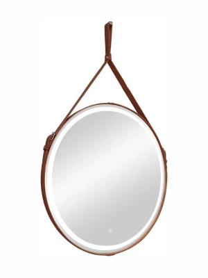 Зеркало в ванную Континент Millenium Brown LED ЗЛП1378 ремень коричневого цвета (D=80 см)