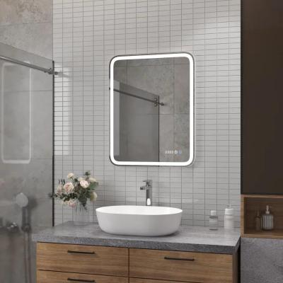 Зеркало в ванную Континент Russo LED ЗЛП2496 с подогревом и часами (60*70 см)