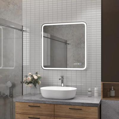 Зеркало в ванную Континент Russo LED ЗЛП2497 с подогревом и часами (70*70 см)